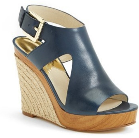 MICHAEL Michael Kors Shoes - Michael Kors Josephine Navy Wedges Size 9